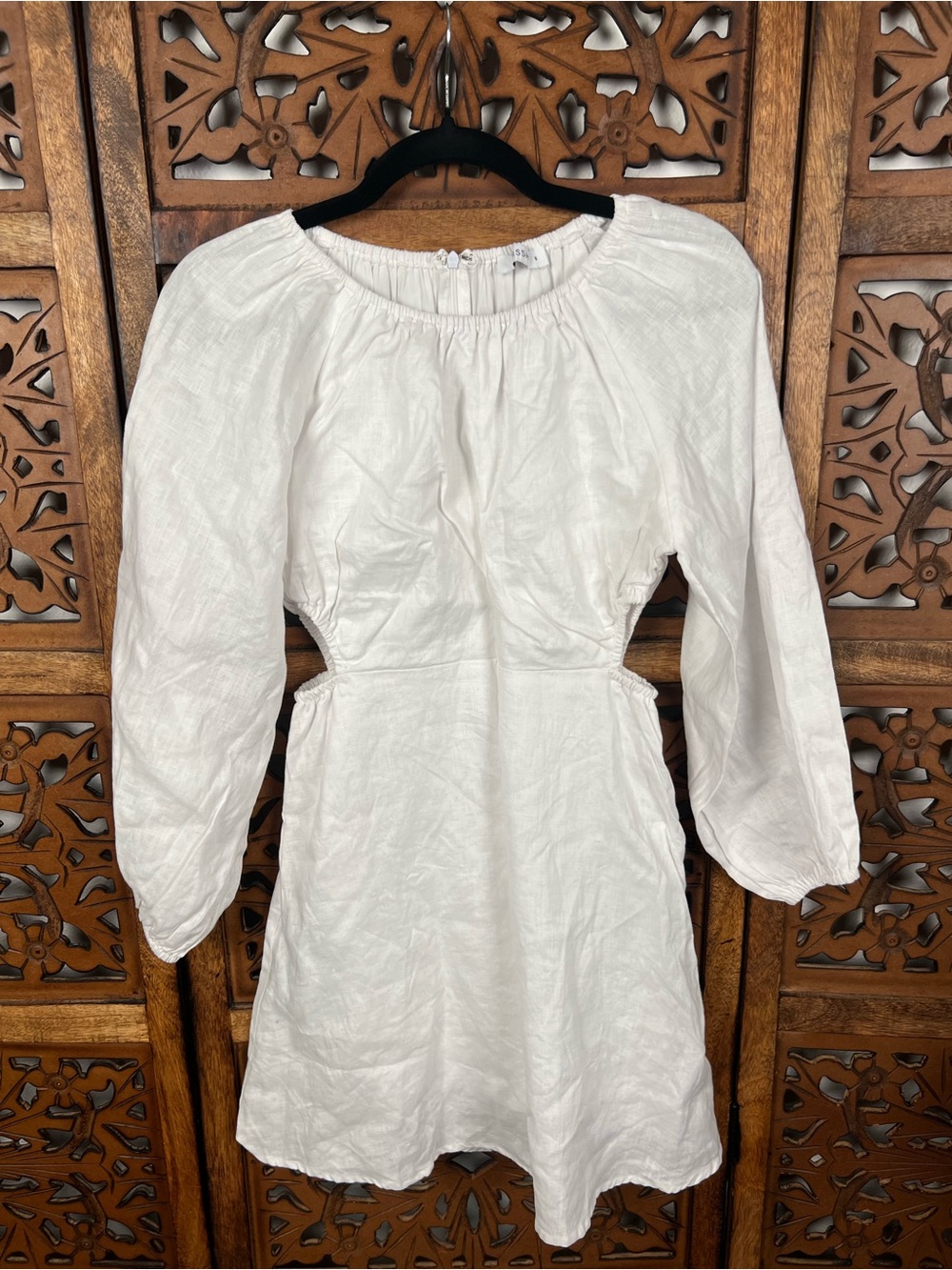 Dissh Evans Linen Long-Sleeve Cutout Mini Dress